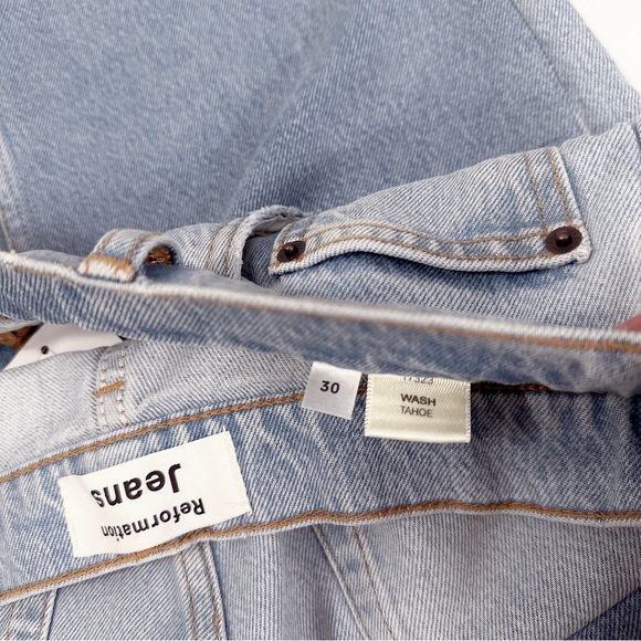 Reformation Cynthia Patch High Rise Straight Jeans In Tahoe NWT - Picture 13 of 14